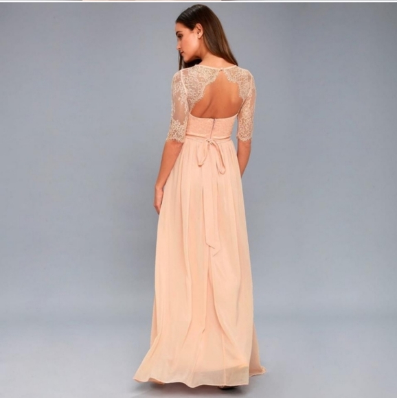 Lulu's in a Fairy Tale blush. pink maxi dress - Picture 3 of 4